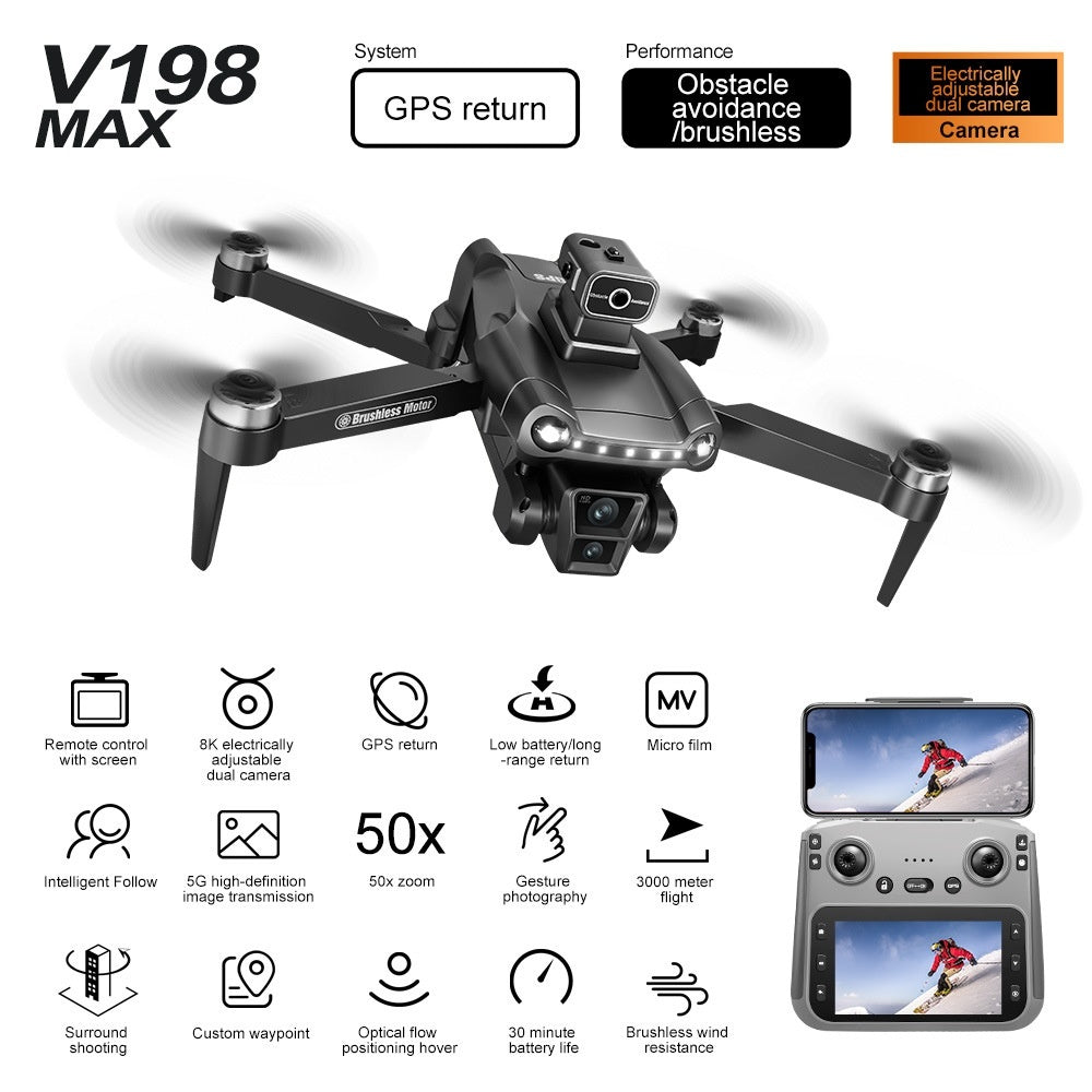 V198MAX Brushless GPS Return-to-Home Drone for Outdoor Flying