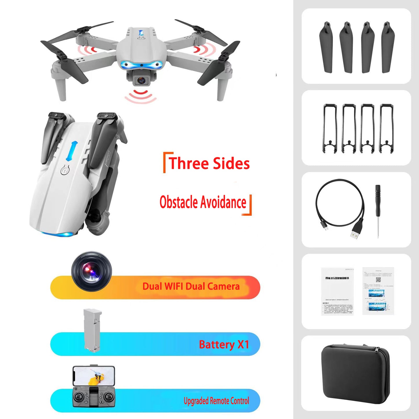 K3PRO E99 Folding Obstacle Avoidance Drone with Dual HD Cameras