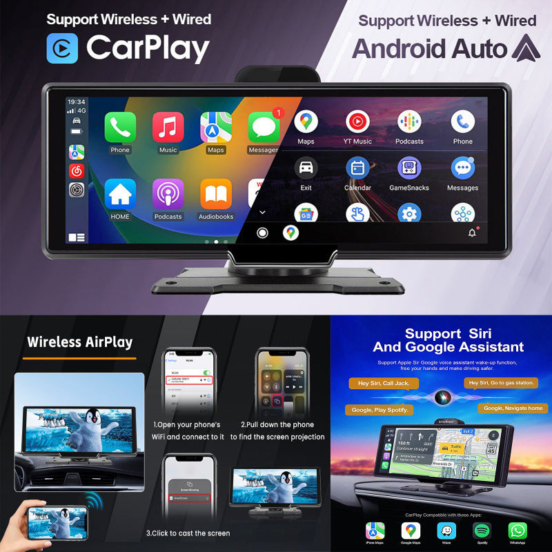 In-Car Smart Screen with Wireless Dash Cameras