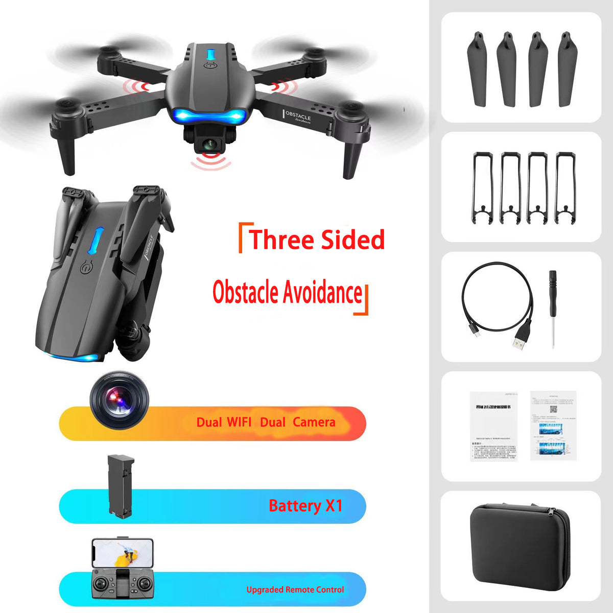 K3PRO E99 Folding Obstacle Avoidance Drone with Dual HD Cameras
