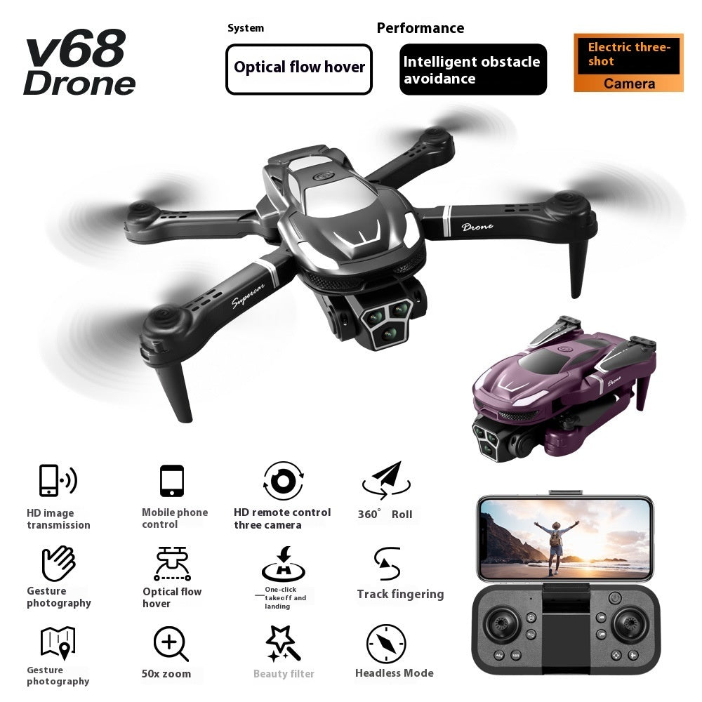 Three Camera HD Drone for Aerial Photography with Long Battery Life